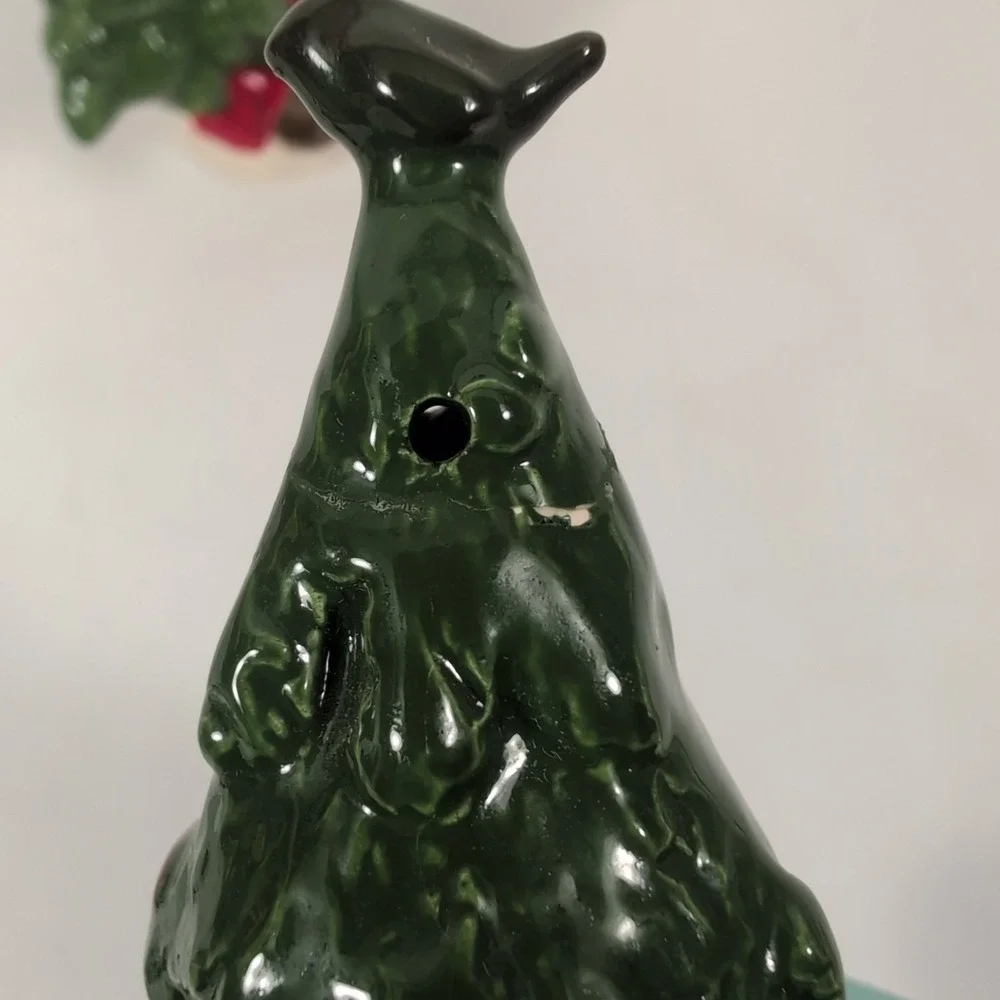 Gibson Greeting Christmas Tree & Bunny Mouse Salt & Pepper Shakers Otagiri Japan